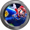 Stickers trompe l'oeil hublot argent Mario galaxy