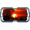 Stickers trompe l'oeil hublot 3D Savane africaine couché de soleil